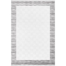 Jade JD003G Gri Halı Modern Çerçeve Desenli Triko Akrilik Pamuk Tabanlı Kaymaz Yumuşak Salon Halısı