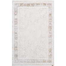 Truva TV034S Krem Halı Vizon Bej Detaylı Modern Klasik Akrilik Yumuşak Salon Oturma Odası Halısı