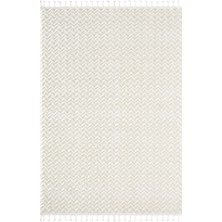 Wool WL009A Beyaz Modern Desen Kabartmalı Doku Pamuk Tabanlı Kaymaz Halı