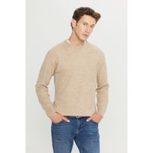 Standart Fit Normal Kesim Bisiklet Yaka Jakarlı Triko Kazak