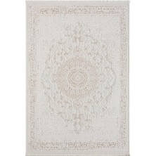 Truva TV011A Bej Vizon Detaylı Göbekli Kalın Akrilik Tozuaz Modern Salon Halısı Yatak Odası Koridor