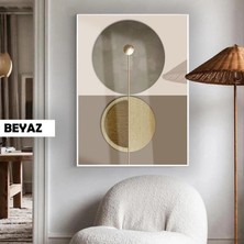 Harikabirev|gri-Gold Bohem Elegance Soyut Model |çerçeveli Temperli Cam Tablo Tekli Dikey