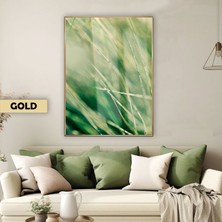 Harikabirev|canlı Yeşil Ot Modeli Y2 |çerçeveli Temperli Cam Tablo Tekli Dikey