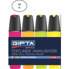 Gıpta Fosforlu Kalem 5mm Kesik Uç Sarı 12'li