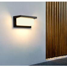 Geldi Bahçe Aydınlatması LED Işık 12W Beyaz Günışığı Işık Zita Ultra Şapkalı Bahçe Duvar Aplik Su Geçirmez (Gün Işığı 3000K)