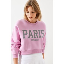 Shade Kadın Paris Baskılı Üç Iplik Şardonlu Sweatshirt