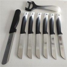 8 Parça Siyah-Beyaz Mutfak Bıçak Seti, Meyve, Sebze ve Ekmek Bıçakları