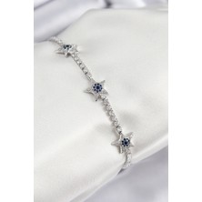 Pirinç Zirkon Taşlı Yıldız Model Gümüş Renk Kadın Bileklik