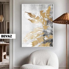 Harikabirev|yapraklı Desen Gri Bronz Elegant Model |çerçeveli Temperli Cam Tablo Tekli Dikey