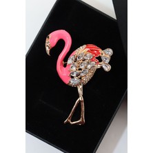 Keeba Dengenin ve asaletin simgesi flamingo broş zirkon taşlı kuşlu kadın yaka iğnesi