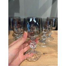 Altı Adet 150 cc Kristal Kahve Yan Su Bardağı, Füme Renkli, Şık ve Dayanıklı Kullanım