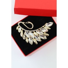 Keeba Göldeki sessiz şiir kuğu kadın broş gold renk pırlanta taşlı bayan yaka iğnesi