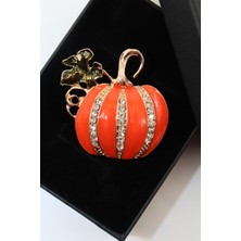 Keeba Kül kedisinin masalsı Bal kabağı kadın broş zirkon taşlı gold dallı bayan yaka iğnesi