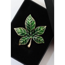 Keeba Anadolu’nun ışığı Sığla ağacı yaprağı broş Gold dallı yeşil yapraklı erkek kadın yaka iğnesi