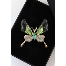 Keeba Değişimin sembolü kelebek broş gold zirkon taşlı kelebekli kadın yaka iğnesi