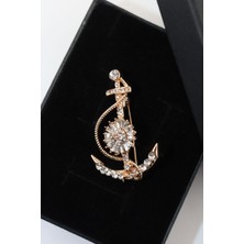 Keeba Hayata sıkıca tutun Gold gemi çapası broş kristal taşlı altın gemi çapalı yaka erkek kadın iğnesi