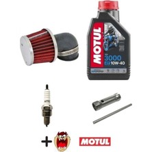Cup Motosiklet Bakım Seti Motul 3000 10W40 Yağ+Buji+Buji Anahtarı+ Armut Filtre +Tzmnya Motul