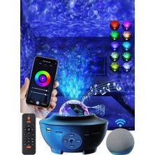 Siyah Galaksi Projektör Lazer Disco Topu Bluetooth Sesli Gece Lambası
