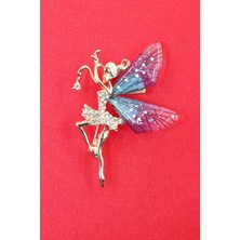 Keeba Masalsı ışıltı Dilek perisi broş gold renk kristal taşlı kanatlı peri kızı tasarım kadın yaka iğnesi