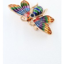 Keeba Gökkuşağının kanatları Kelebek broş Kristal taşlı gold renkli kelebekli tasarım kadın yaka iğnesi.