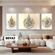Harikabirev|soft Ihlas/nas/ayetel K. Dini Model|çerçeveli Temperli Cam Tablo 3lü Yatay