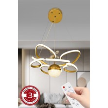 Modern 3 Renk Toplu Kelebekli Saray LED Avize Kumandalı Gold Kasa Büyük Boy Salon Tavan Lambası