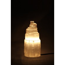 Sertifikalı Doğal Selenit Taşlı Şık Lamba, Sıcak Atmosfer Yaratır.