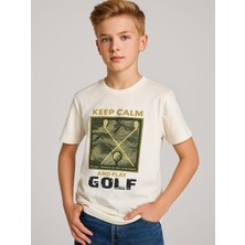 Erkek Çocuk Golf Yazılı Pamuklu T-Shirt