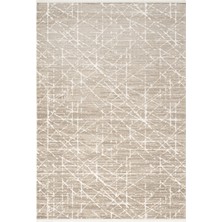 Jade JD012B Bej Halı Modern Geometrik Desenli Triko Akrilik Pamuk Tabanlı Kaymaz Salon Halısı