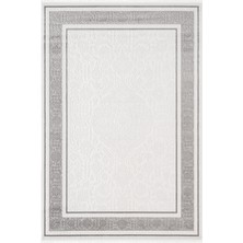 Jade JD005G Gri Halı Klasik Çerçeve Desenli Triko Akrilik Pamuk Tabanlı Kaymaz Salon Halısı Koridor