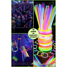 50 Adet Beyaz Fosforlu Neon Çubuklar, Parti, Konser, Eğlence, 12 Saat Parlaklık
