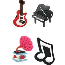 Kırmızı Renkli 4 Adet Müzik Temalı Şık ve Eğlenceli Terlik Süsleri