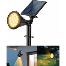 AMBER18 LED Spot Güneş Enerjili Bahçe Aydınlatma Lambası, Fotoselli, Spike Aplik, 18W Su Geçirmez Dış Mekan Solar Lamba, Ağaç, Veranda, Garaj, Havuz, Duvar ve Zemin Montajına Uygundur 42 cm