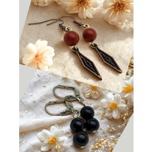 Jasper & Oniks Doğal Taşlı 2'li Küpe Seti