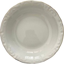 6'lı Beyaz Yaldızlı 16 cm Porselen Çukur Tabak Takımı