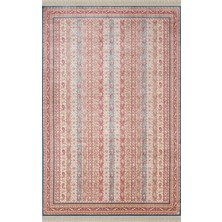 Imperial Luxe IL0096R Koyu Mavi Kırmızı Halı Çerçeve Klasik Desen 100 Tarak Bambu Viskon Ipek Serisi