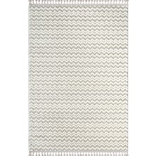 Wool WL011A Gri Beyaz Modern Desen Kabartmalı Doku Pamuk Tabanlı Kaymaz Halı