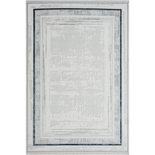 Zenith ZN004A Gri Halı Antrasit Detaylı Lacivert Kenar Çerçeveli Yumuşak Kadife Ince Modern Halı