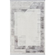 Dark DK014G Gri Halı Antrasit Geometrik Detaylı Akrilik Tozuaz Modern Salon Halısı Yatak Odası