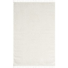 Karmen Halı Wool WL010A Beyaz Modern Desen Kabartmalı Doku Pamuk Tabanlı Kaymaz Halı
