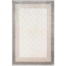 Fresco FC001G Gri Çerçeveli Halı Modern Desen 100 Tarak Viskon Parlak Yumuşak Ipek Serisi