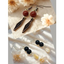 Jasper & Oniks Doğal Taşlı 2'li Küpe Seti