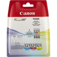 CLI-521 Cyan-Magenta-Yellow Mavi-Kırmızı-Sarı 3'lü Multipack Mürekkep Kartuş