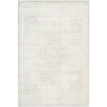 Zenith ZN028W Krem Modern Klasik Desen Parlak Yumuşak Kadife Ince Kaymaz Tabanlı Halı