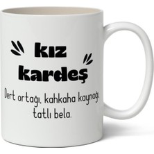 Beyaz Kız Kardeş Baskılı Kahve Kupa Bardak, Şık ve Sevimli Tasarım