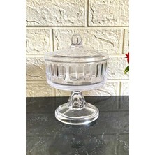 Turuncu Ayaklı Cam Pupa Kurabiyelik ve Şekerlik Sunumluk 14X16,5 cm