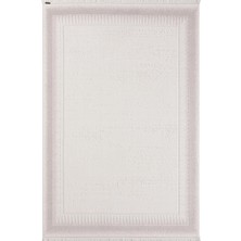 Truva TV012A Bej Halı Kenar Çerçeveli Kalın Akrilik Tozuaz Modern Salon Halısı Yatak Odası Koridor