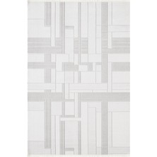 Jade JD010G Gri Halı Modern Geometrik Desenli Triko Akrilik Pamuk Tabanlı Kaymaz Salon Mutfak Halısı