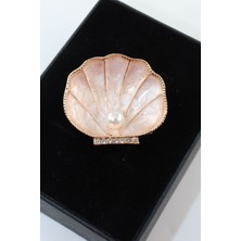 Keeba Okyanusun hediyesi incili istiridye kabuğu broş taşlı gold tonlu kadın yaka iğnesi