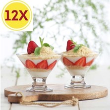 Cam Ayaklı Tatlı Kabı 165CC, 12'li Set, Şık ve Kullanışlı.